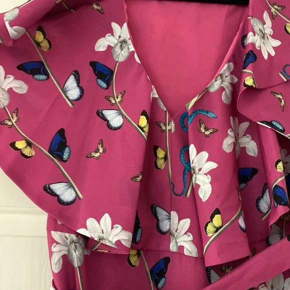 Borgo De Nor Dress Fuchsia Butterfly Floral Printed Maxi Dress Size UK 8‎ US 4 - Picture 6 of 12